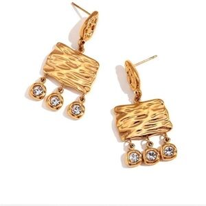 18k Gold Plated Bezel Statement Earrings